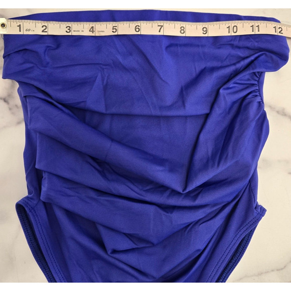 Zara Womens Strapless Bodysuit One Piece Small Cobalt Blue Ruched Sexy Beach - Picture 7 of 8